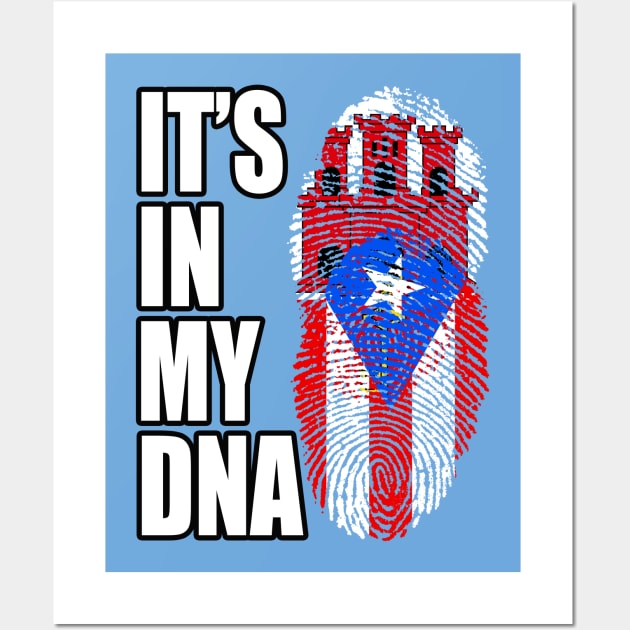 Puerto Rican And Gibraltar Mix DNA Flag Heritage Wall Art by Just Rep It!!